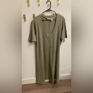 All American Comfort 100% Cotton Muted Sage Green Maxi Dress With Button Front